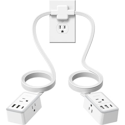 🔌Twin Extension Cord Splitter 12 / 18 FT, with 6ft Dual Extension Cord on Each Side 3 Widely Outlets, Double Extension Cord for Home Office Dorm Room