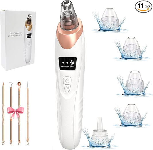 Professional Blackhead Remover Vacuum – USB Rechargeable Pore Cleaner with 3 Suction Levels & 5 Probes