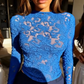 🎁New arrival 49% OFF💥Women's Long Sleeve Floral Lace Mock Neck Top