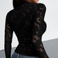 🎁New arrival 49% OFF💥Women's Long Sleeve Floral Lace Mock Neck Top