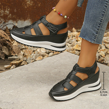 Orthopedic Sandals for Women with Hook-and-Loop Straps, Cutout Toe, and Closed-Toe Design