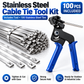Stainless Steel Cable Tie Tool Kit – Heavy Duty Tensioning & Cutting Tool with 100 Metal Zip Ties