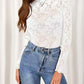 🎁New arrival 49% OFF💥Women's Long Sleeve Floral Lace Mock Neck Top