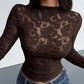 🎁New arrival 49% OFF💥Women's Long Sleeve Floral Lace Mock Neck Top