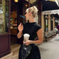 New Spring Arrival: Classic French-Style Fitted Polka Dot Print Dress