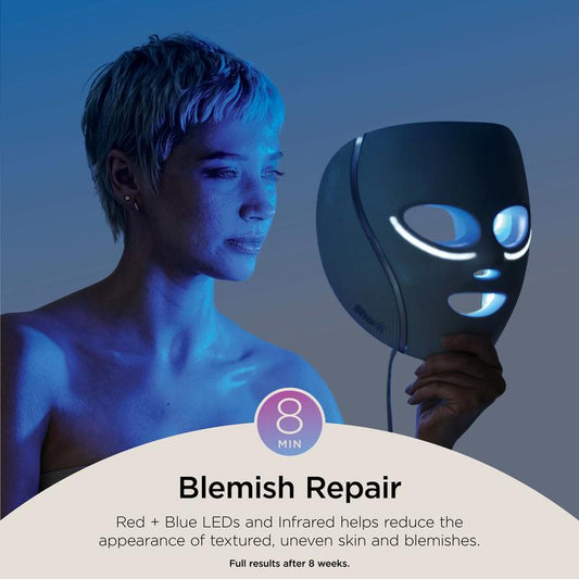 LED Face Mask with Under-Eye Cooling | Anti-Ageing & Blemish Repair | Red & Blue LED, Infrared Light Therapy | USB-C, Remote Control | Storage Bag | Adjustable Straps