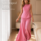 2026 Summer New Sleeveless Open-Back Tie Top + Draped Wide-Leg Pants Two-Piece Set