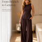 2026 Summer New Sleeveless Open-Back Tie Top + Draped Wide-Leg Pants Two-Piece Set