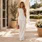 2026 Summer New Sleeveless Open-Back Tie Top + Draped Wide-Leg Pants Two-Piece Set