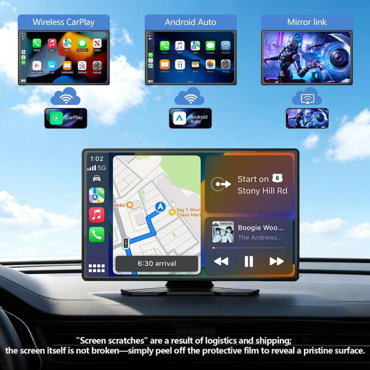 Hot Selling| Pre-Order- 2026 9\" Wireless CarPlay Screen - Portable Touchscreen CarPlay, Android Auto, GPS, Mirror Link & Rear Camera | Voice Control