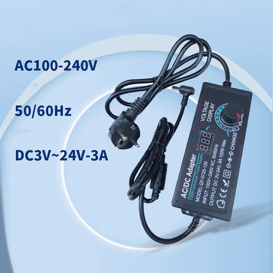 🔥Hot Sale Deals-Adjustable 3V-24V 3A Universal AC/DC Power Adapter