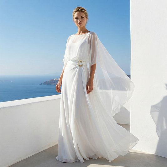 Flowing Cape Sleeve Top & Wrap Pants Set âœ?Effortless Elegance