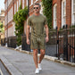 📢📢47% OFF !! ⏰ Men's Waffle Knit T-Shirt & Shorts Set